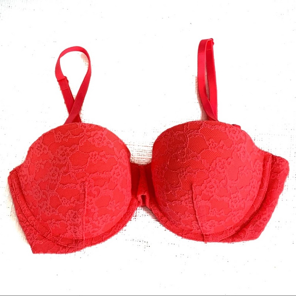 Victoria Secret’s Neon Pink Lace Push-up Multiway Bra 34C